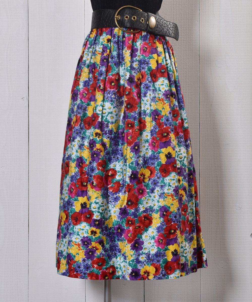  flower pattern Skirt Made in USA ֤ åꥫåۥ磻ȡߥѡץ  ͥå  岰졼ץե롼 ࡼ