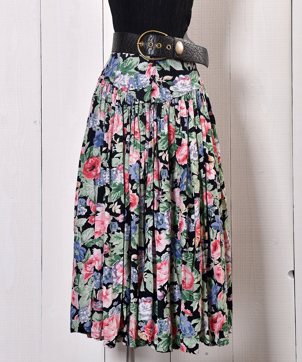  Flower Multi Pattern Waist Designed Skirt ȥǥ  ֥å  ͥå  岰졼ץե롼 ࡼ