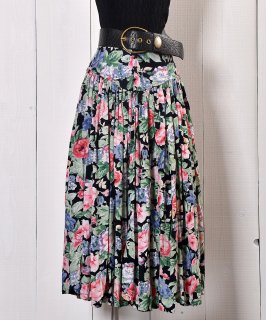 Flower Multi Pattern Waist Designed Skirt ȥǥ  ֥å Υͥå 岰졼ץե롼 ࡼ