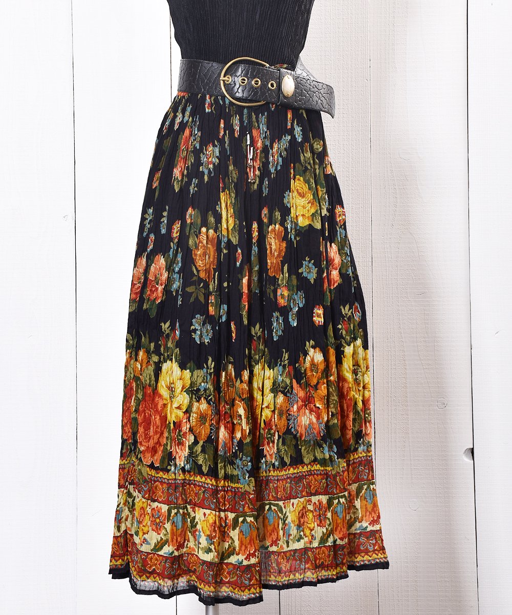  Made in India Indian Cotton Skirt Black with Floweråʥ    ͥå  岰졼ץե롼 ࡼ