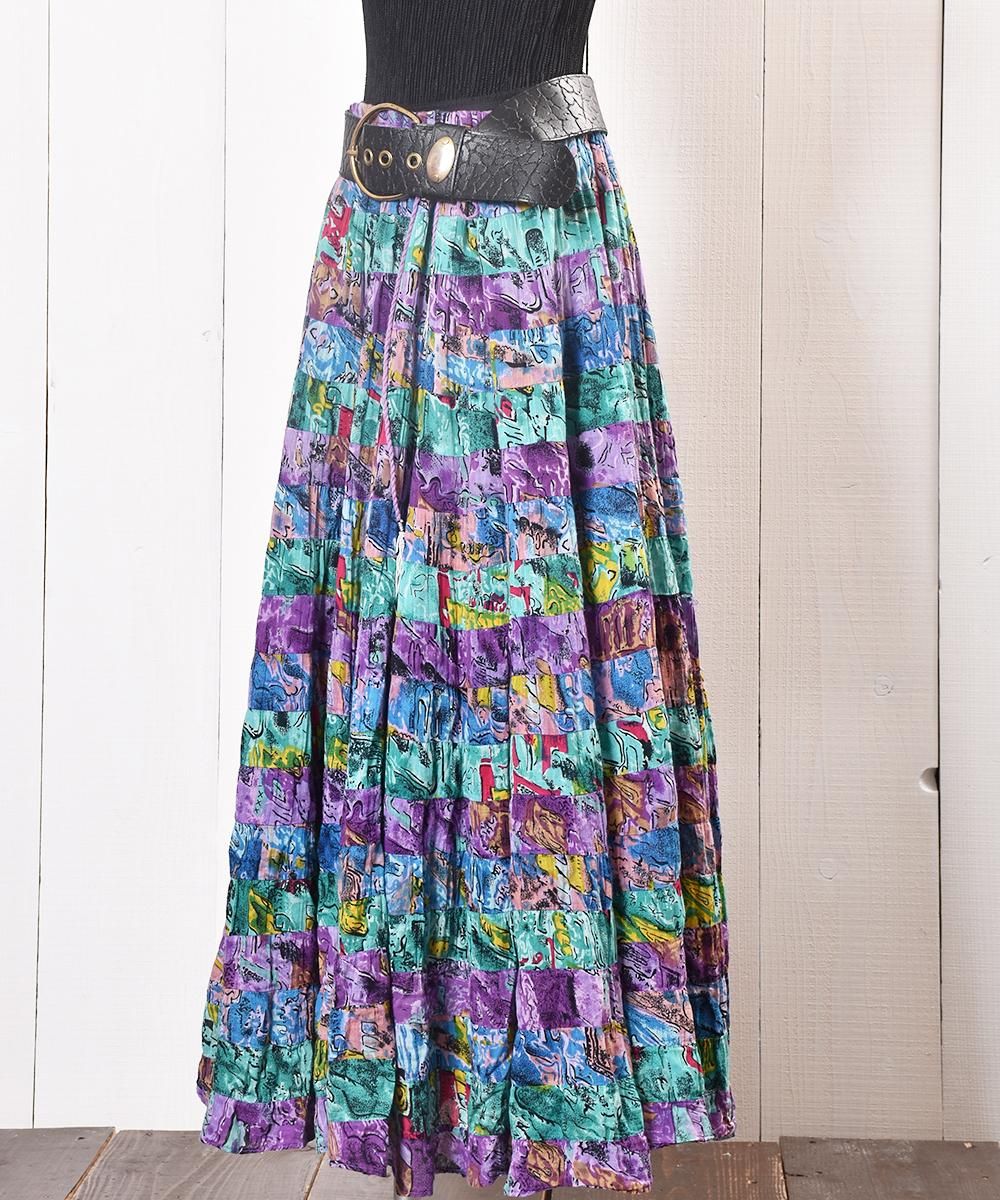 Made in India Indian Cotton Skirt Patchwork like Colorful Pattern 