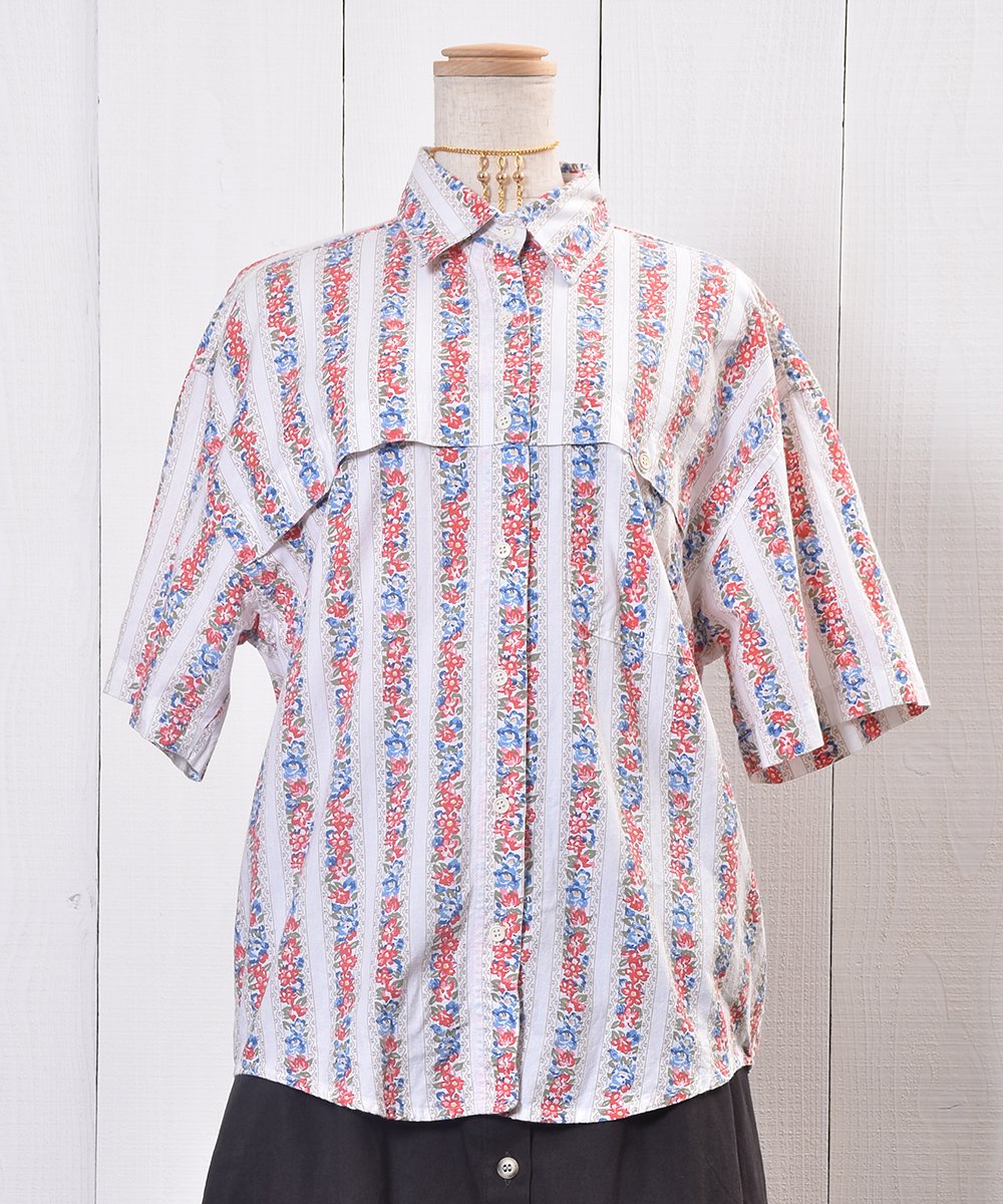 EURO Flower Stripe Short Sleeve Shirtå桼 եȥ饤 Ⱦµġͥ