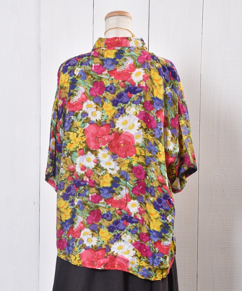 Flower Pattern Short Sleeve Rayon Shirtò Ⱦµ 졼  ͥ