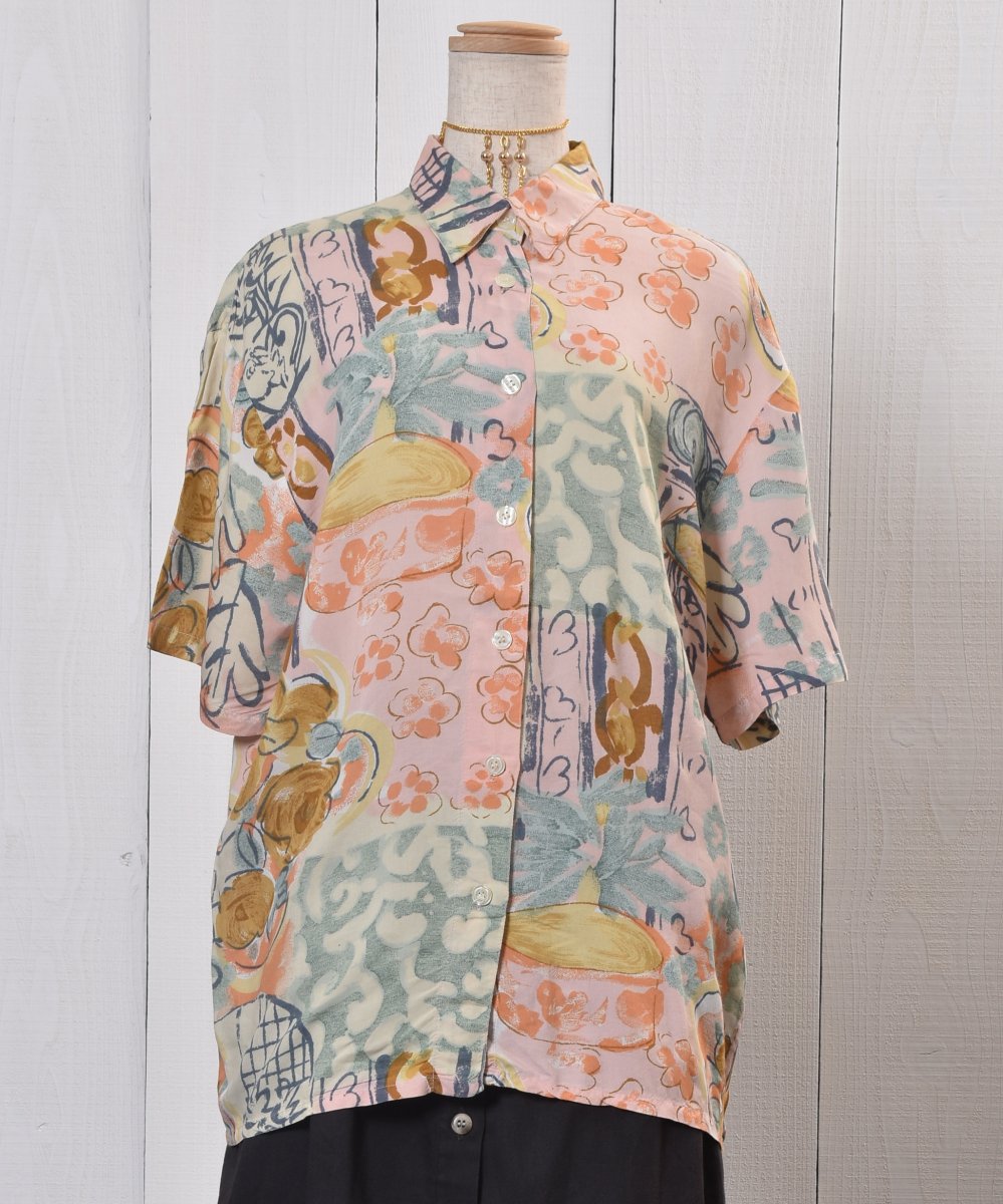 Flower Pattern Short Sleeve Shirtò Ⱦµץ󥫥顼  | ԥ󥯷 ͥ