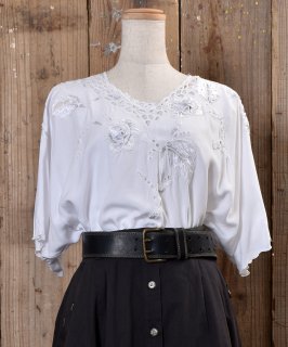 Made in Europe Rose Design Embroidery Blouse å衼å 鯡ʥХ˥ǥ ɽ֥饦 Υͥå 岰졼ץե롼 ࡼ