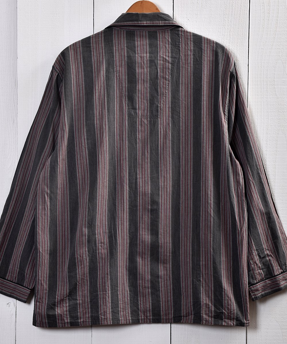 Dark Gray Wine Red Stripe Pattern Pajamas Shirt å졼磻åɥȥ饤 ѥޥĥͥ