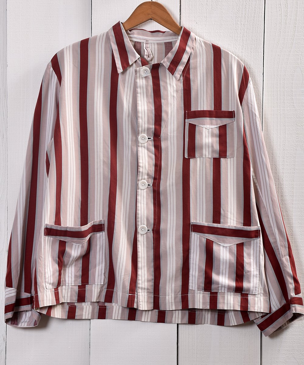 Light Fabric Stripe Pattern Pajamas Shirt ライトファブリック ストライプ パジャマシャツ 古着のネット 通販サイト 古着屋グレープフルーツムーン Grapefruitmoon Onlineshop ヴィンテージアイテム レトロファッション