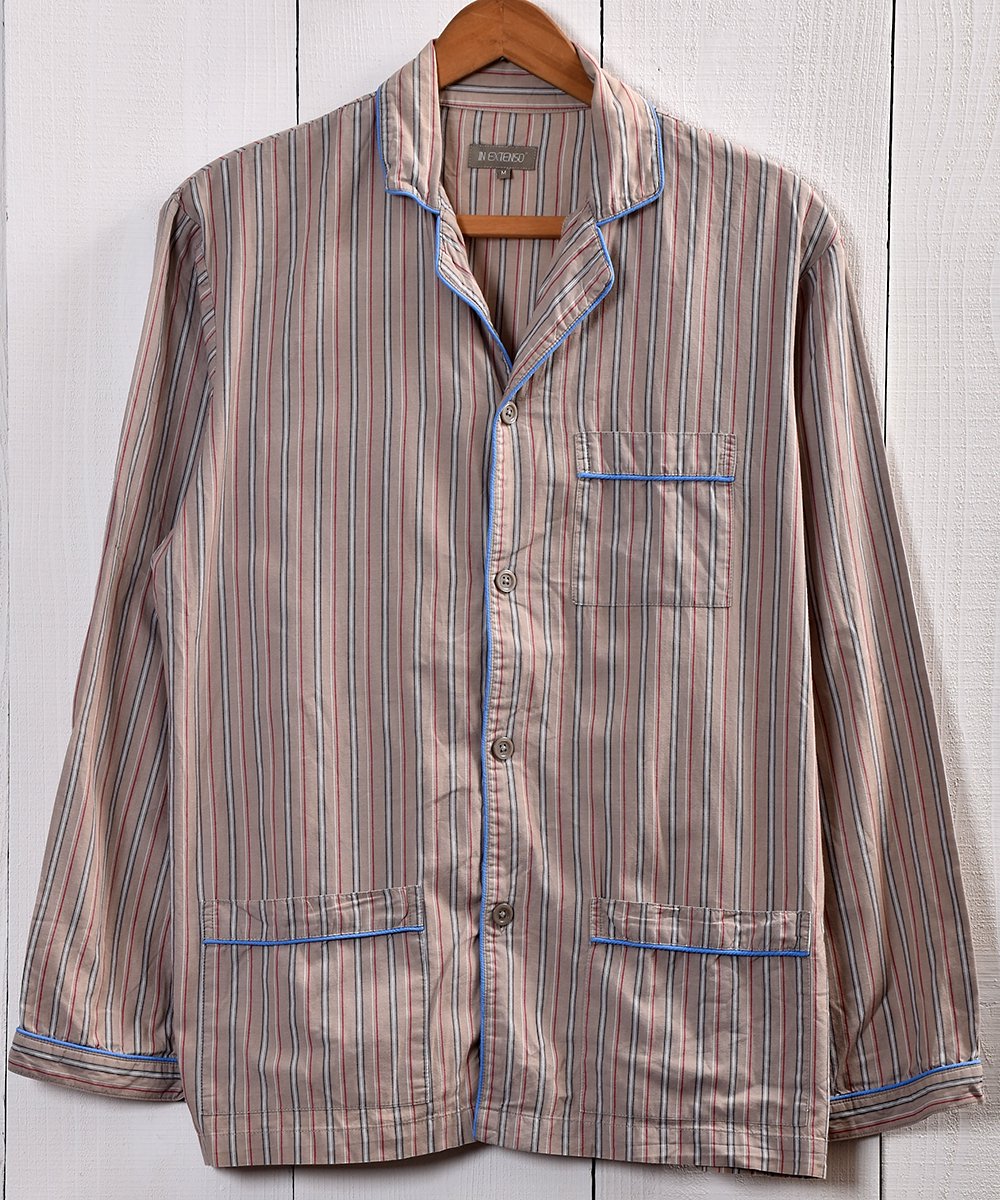 Old pattern Trim Design Stripe Pajamas Shirt ｜オールド風 ...
