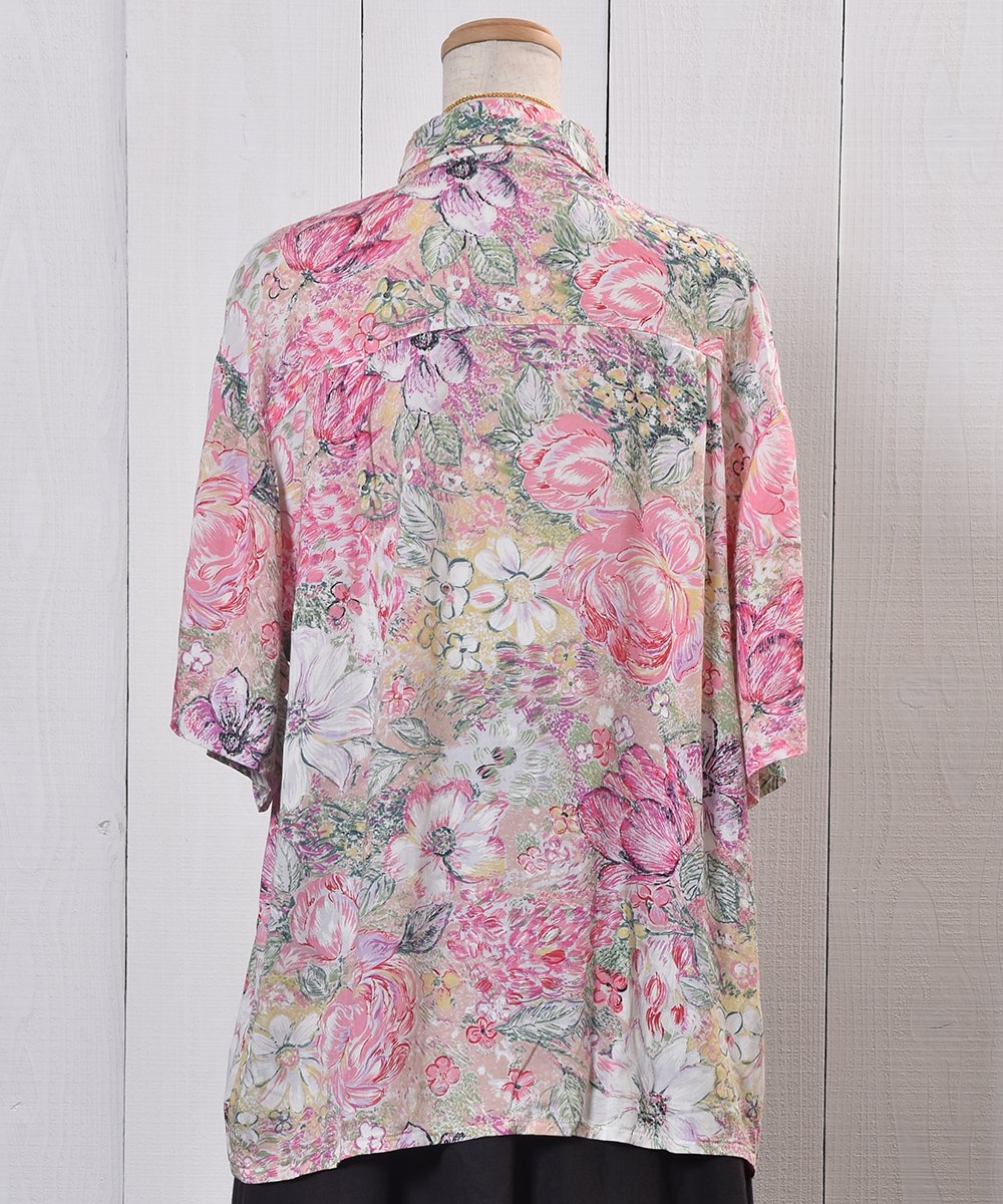 Flower Painting Pattern Short Sleeve Shirt with Designed Pocketsó  ǥݥåդȾµ ͥ