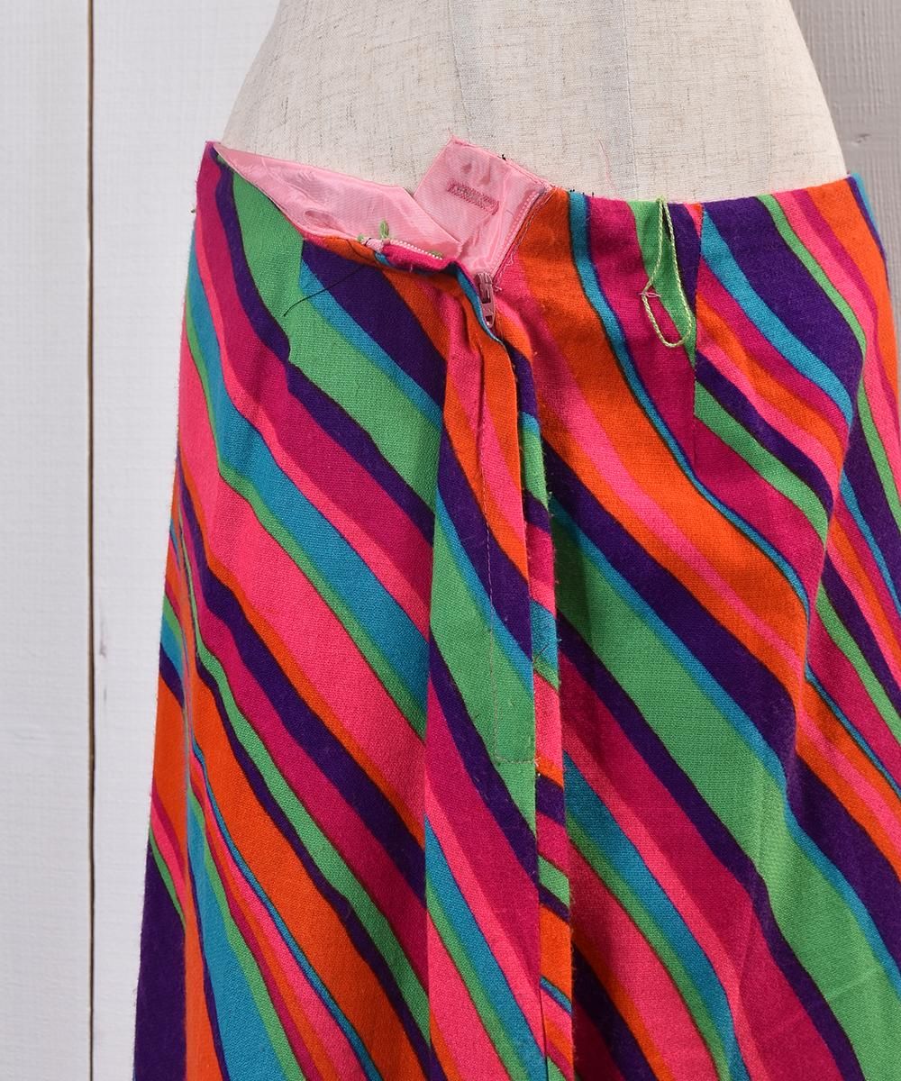 60s Psychedelic Multi Pattern Skirt with Slit60ǯ奵ǥåǥ åꥹȥͥ