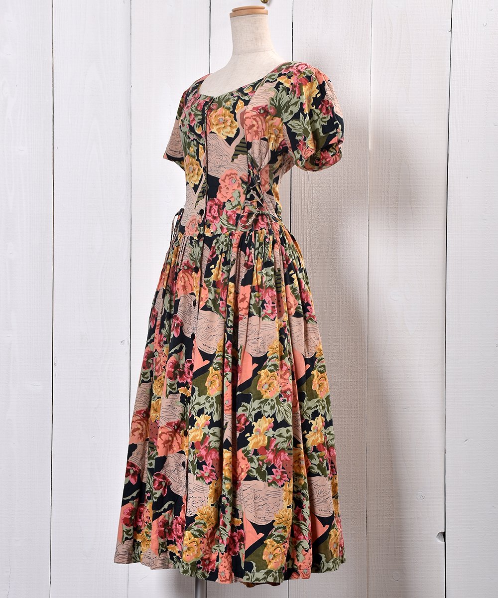 Flower pattern waist Lace up  Dress |  ȥ졼å ɥ쥹ͥ