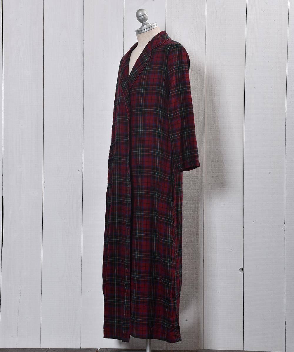 Check Flannel Piping Collar Gown åå եͥ ѥԥ󥰥顼 󥵥ͥ
