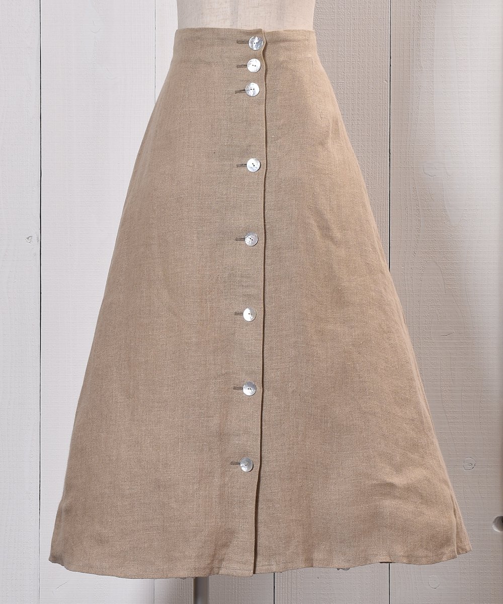   Linen Skirt Shell button Lace-up  |ܥ 졼å ͥ󥹥  ͥå  岰졼ץե롼 ࡼ