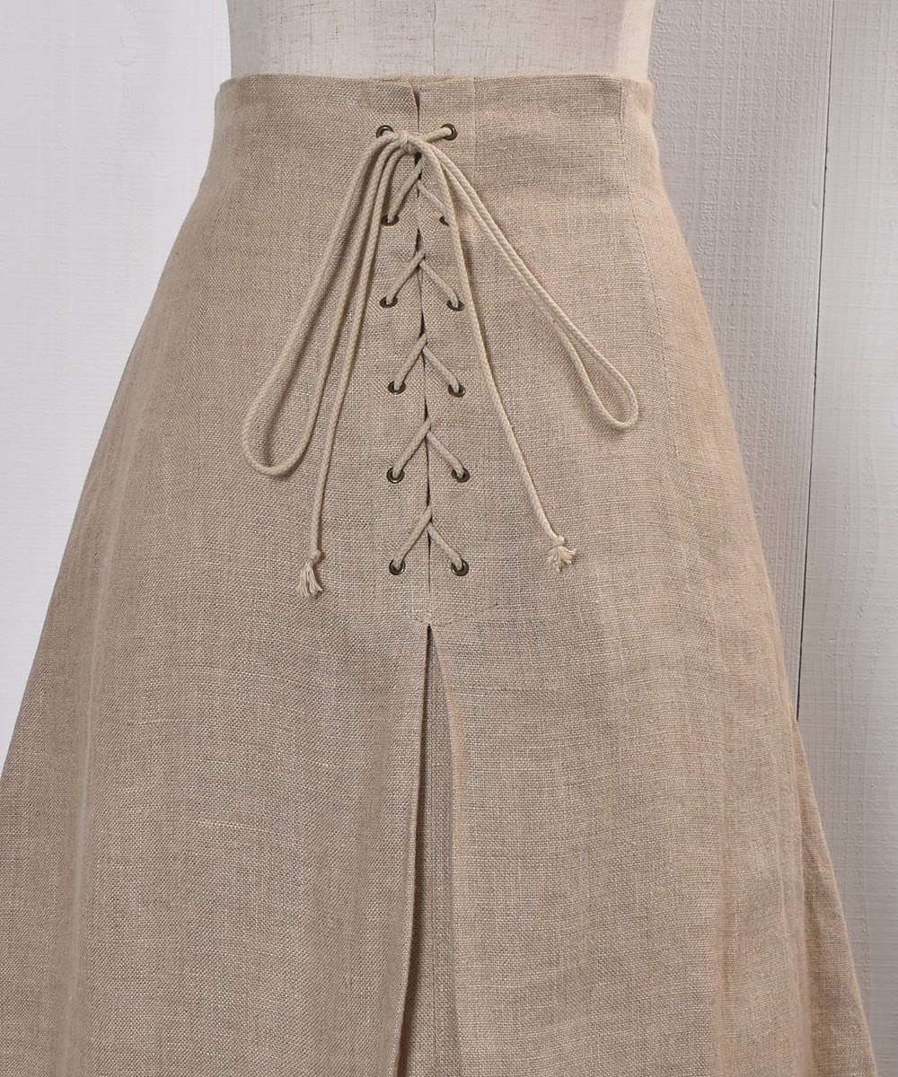  Linen Skirt Shell button Lace-up  |ܥ 졼å ͥ󥹥ȥͥ