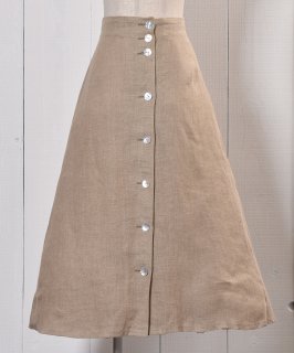  Linen Skirt Shell button Lace-up  |ܥ 졼å ͥ󥹥 Υͥå 岰졼ץե롼 ࡼ
