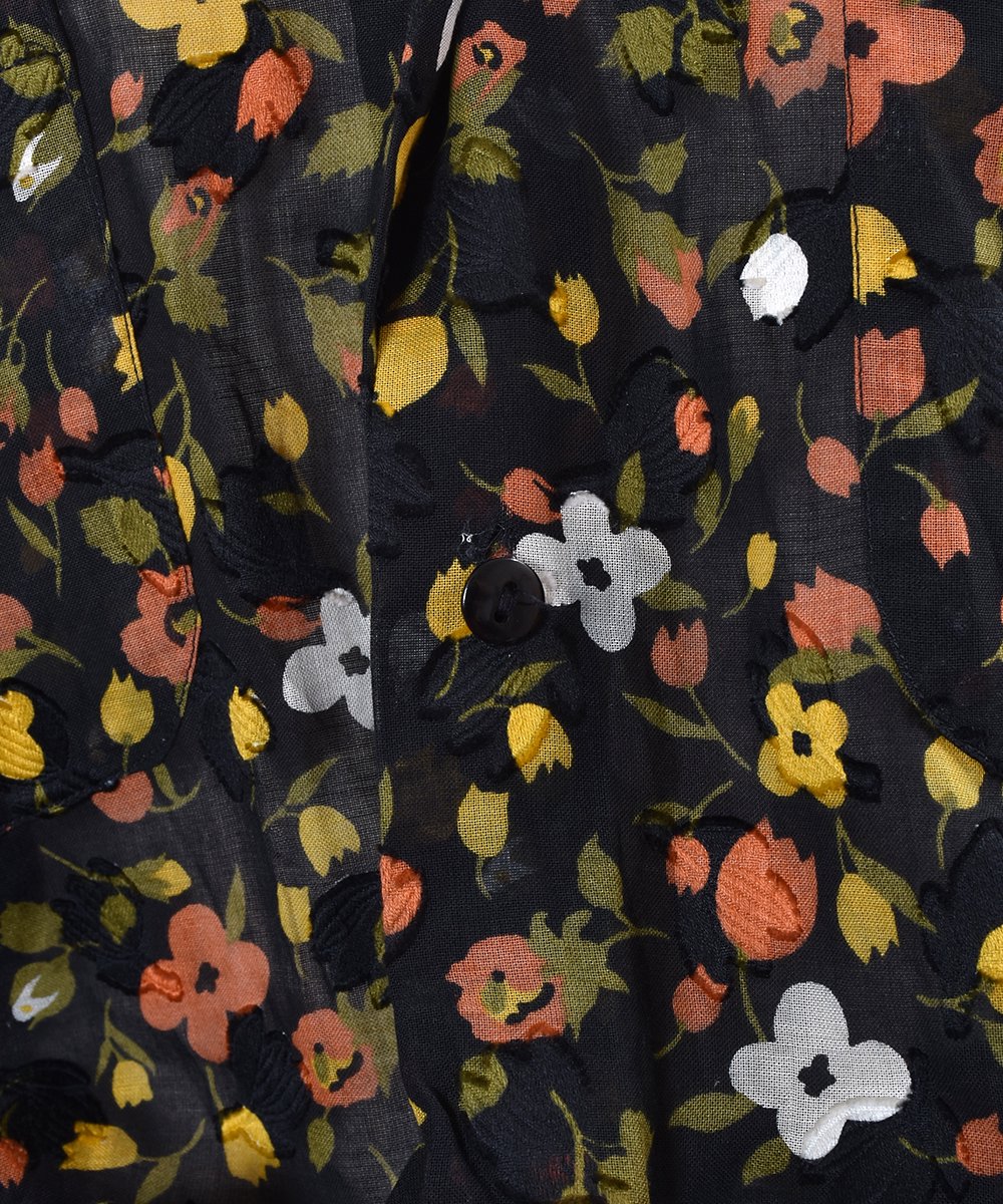 Flower Pattern Short Sleeve  Frocking Shirt Shirringò 㡼 Ⱦµ եåùͥ