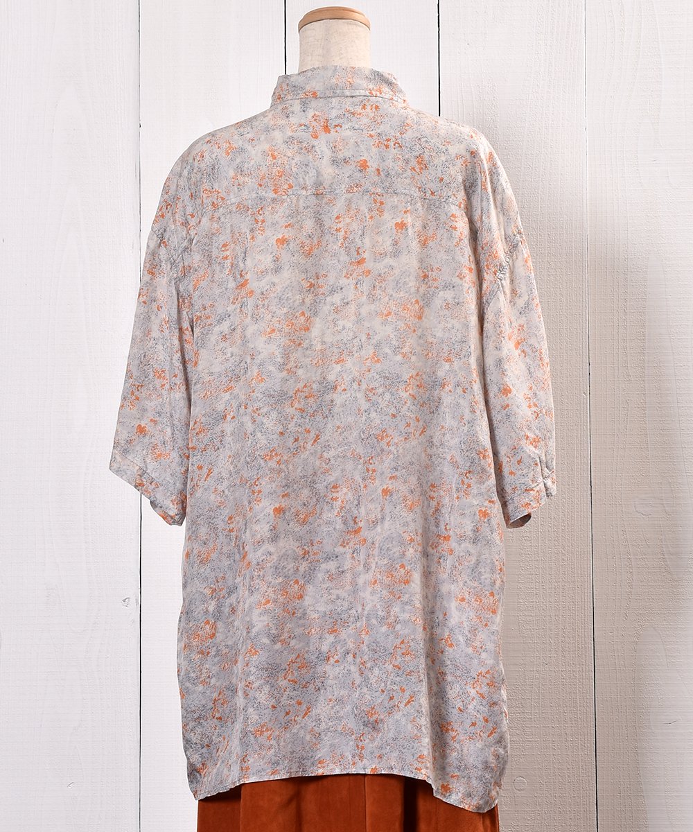 Patchy Pattern Silk Short Sleeve Shirt 륯 Ⱦµ   ͥ