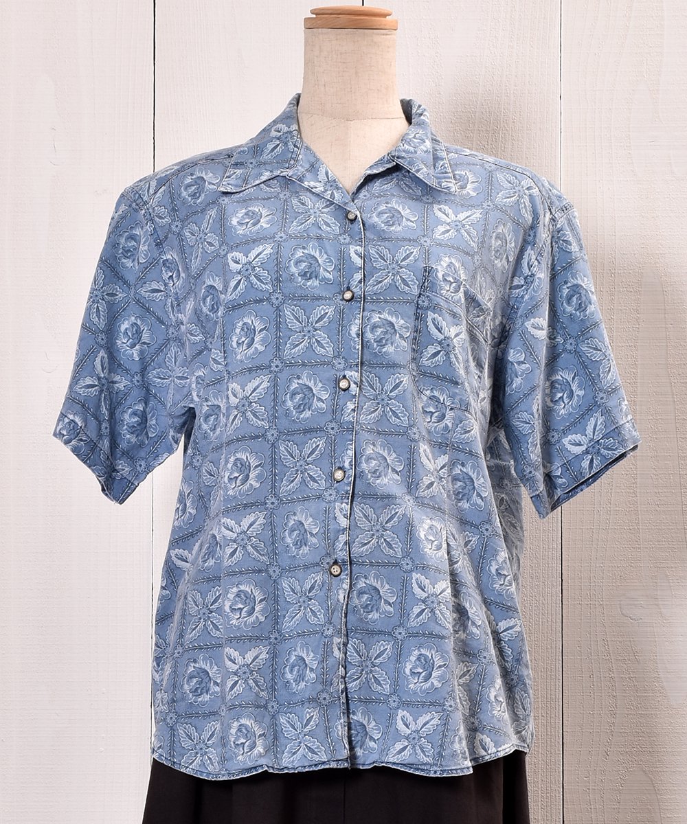Lee Made in Macau Flower Pattern Short Sleeve Shirt Open Collar Linesåޥ    Ⱦµ ͥ