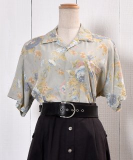 Flower Pattern Short Sleeve Shirt Open Collar  Ⱦµ  Υͥå 岰졼ץե롼 ࡼ