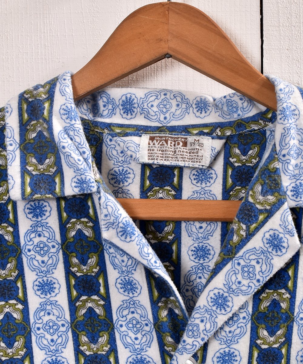 Multi Pattern Pajamas Shirt ｜総柄パジャマシャツ | ブルー系 - 古着