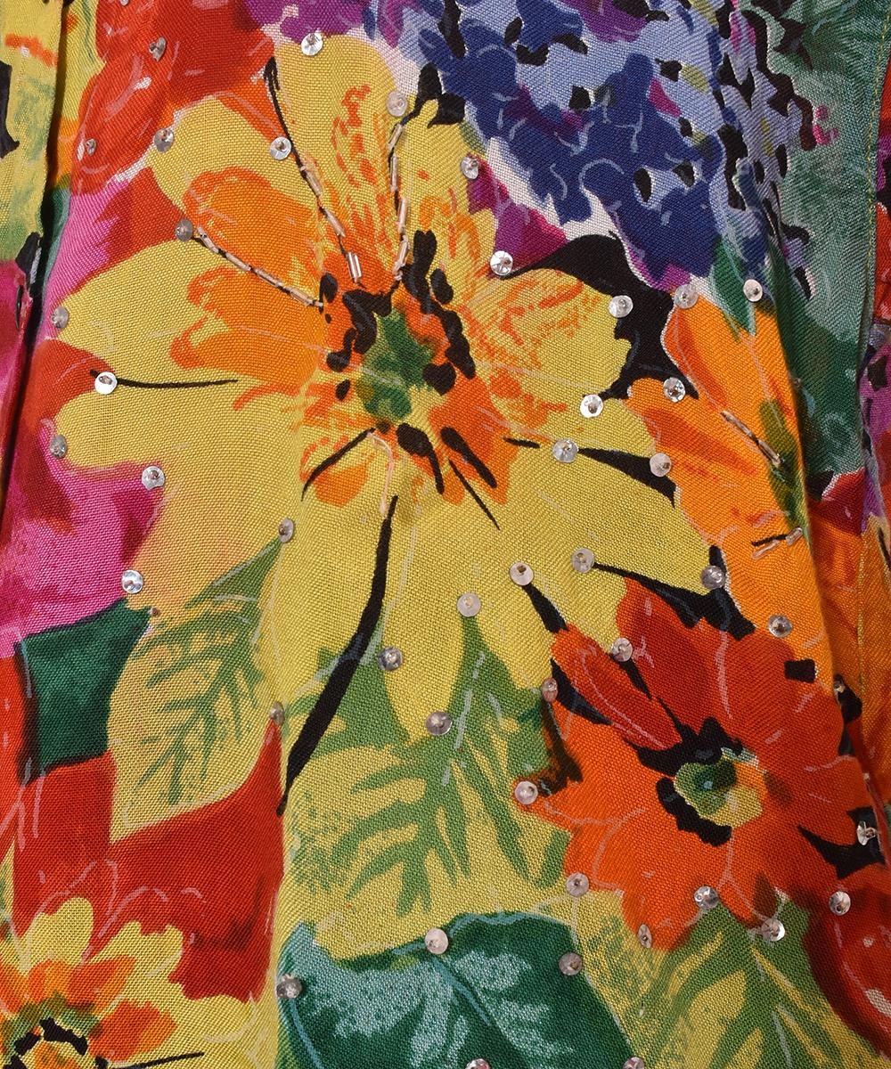 Flower Pattern Bead Embroidery Short Sleeve Shirt インド製 花柄 半袖シャツ トロピカル 刺繍 古着のネット通販サイト 古着屋グレープフルーツムーン Grapefruitmoon Onlineshop ヴィンテージアイテム レトロファッション Flower Pattern Bead Embroidery Short Sleeve Shirt インド製 花柄 半袖シャツ トロピカル 刺繍 古着のネット通販サイト 古着屋グレープフルーツムーン Grapefruitmoon Onlineshop ヴィンテージアイテム レトロファッション