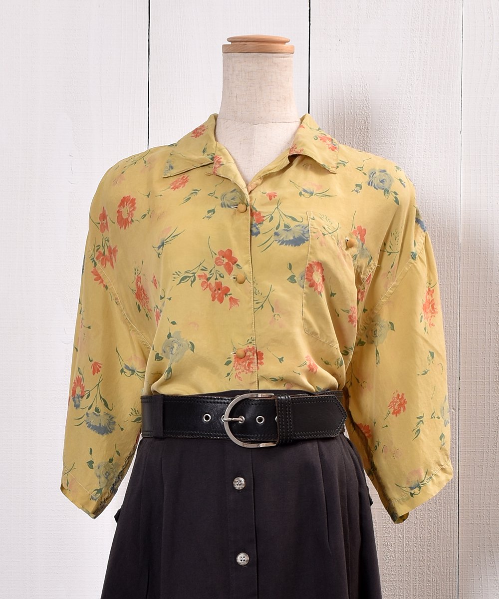  Flower Pattern Silk Short Sleeve Shirtò 륯 Ⱦµ     ͥå  岰졼ץե롼 ࡼ