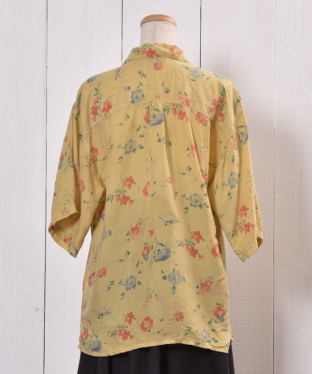 Flower Pattern Silk Short Sleeve Shirtò 륯 Ⱦµ   ͥ