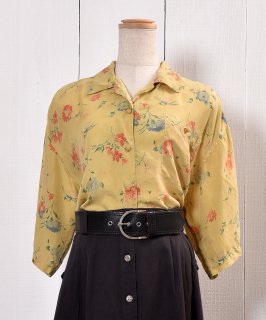 Flower Pattern Silk Short Sleeve Shirtò 륯 Ⱦµ    Υͥå 岰졼ץե롼 ࡼ