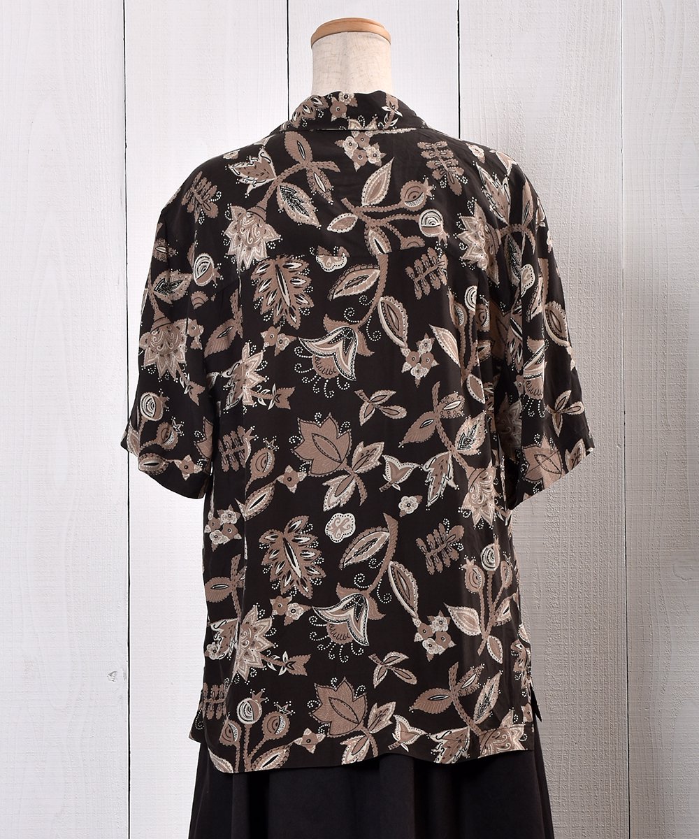 Flower Pattern Silk Short Sleeve Shirtò 륯 Ⱦµ  | ߥĥͥ