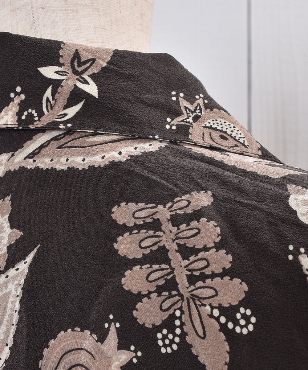 Flower Pattern Silk Short Sleeve Shirtò 륯 Ⱦµ  | ߥĥͥ