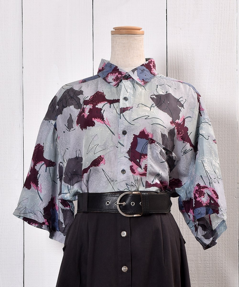  Leaf Pattern Silk Short Sleeve Shirt 륯 Ⱦµ  |   ͥå  岰졼ץե롼 ࡼ