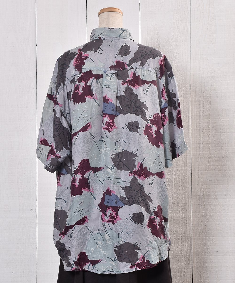 Leaf Pattern Silk Short Sleeve Shirt 륯 Ⱦµ  | ͥ