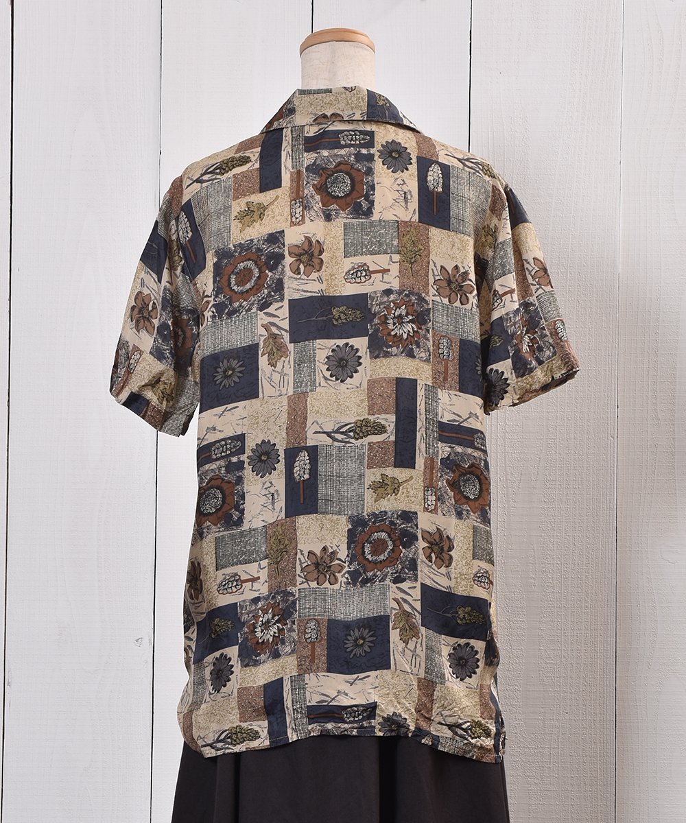 botanical Pattern Silk Short Sleeve Shirt｜ボタニカル柄 シルク 