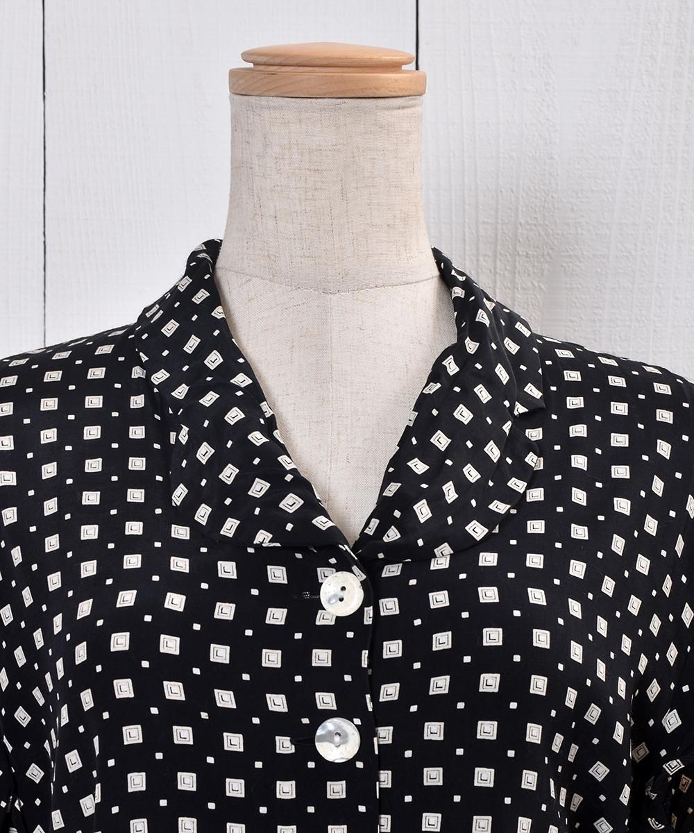 Square Pattern  Short Sleeve Shirtûͳ  Ⱦµ  | ơ顼ɥ顽 åӥͥ