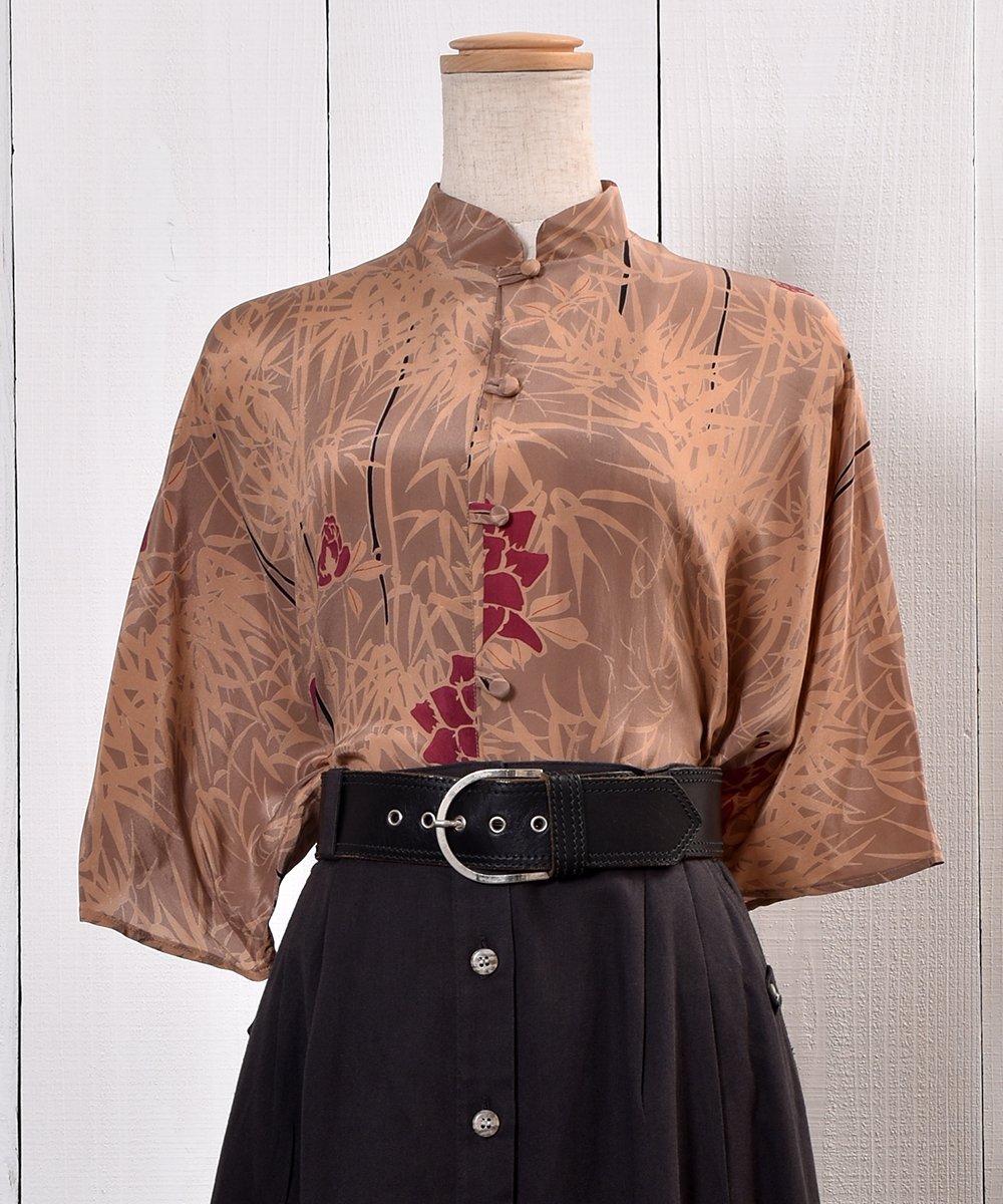  China Mandarin Collar Silk Short Sleeve Shirtå㥤 ޥ󥫥顼 륯Ⱦµ  ͥå  岰졼ץե롼 ࡼ