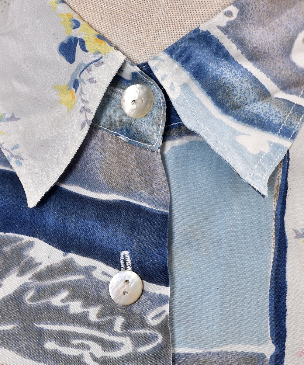 Flower Painting Pattern Silk Short Sleeve Shirtó 륯Ⱦµĥͥ