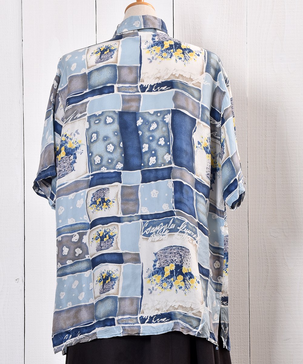 Flower Painting Pattern Silk Short Sleeve Shirtó 륯Ⱦµĥͥ