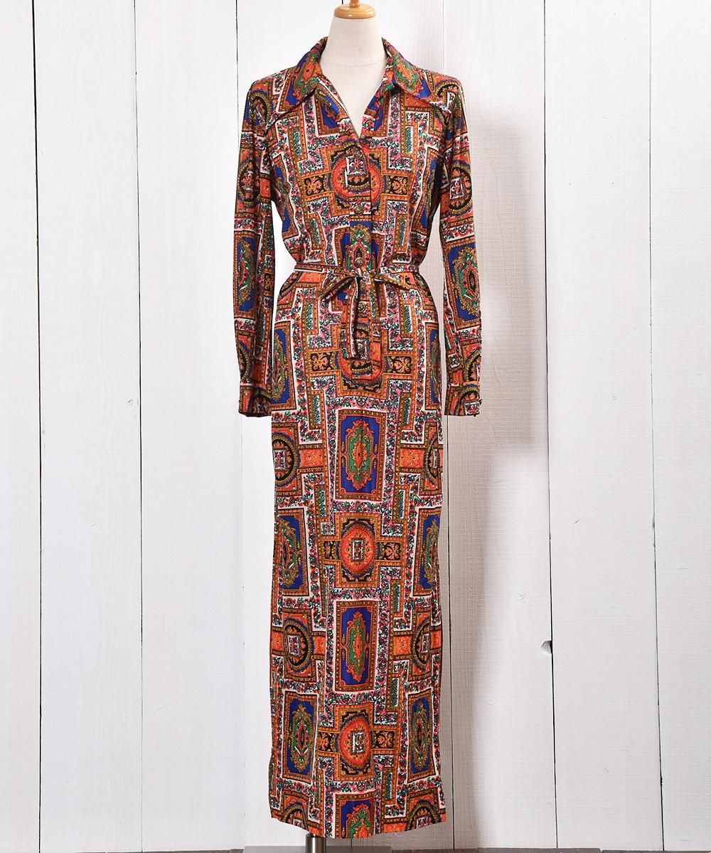 70's Paisley Pattern Maxi One Piece ｜70年代 ペイズリー柄マキシワンピース - 古着のネット通販サイト  古着屋グレープフルーツ ムーン(Grapefruitmoon)Onlineshop ヴィンテージアイテム・レトロファッション