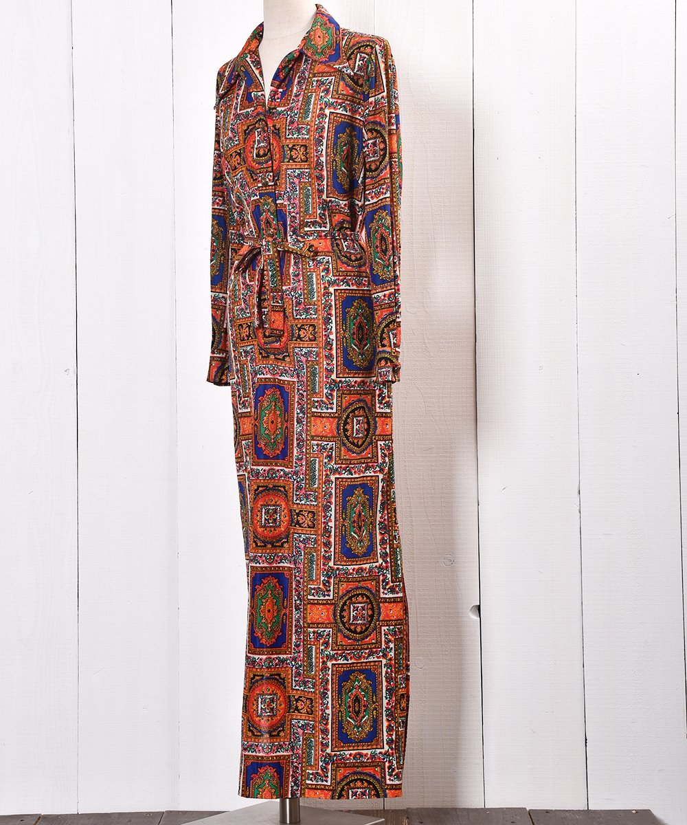 70's Paisley Pattern Maxi One Piece ｜70年代 ペイズリー柄マキシ 