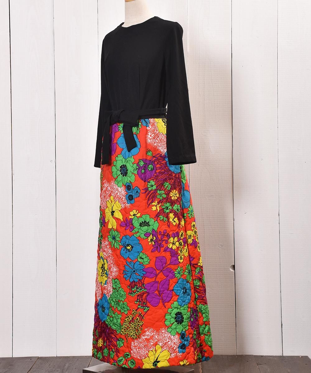 Sears 70 S Quilting Flower Maxi One Piece Sears 70年代 キルティング 花柄マキシワンピース 古着のネット通販サイト 古着屋グレープフルーツムーン Grapefruitmoon Onlineshop ヴィンテージアイテム レトロファッション