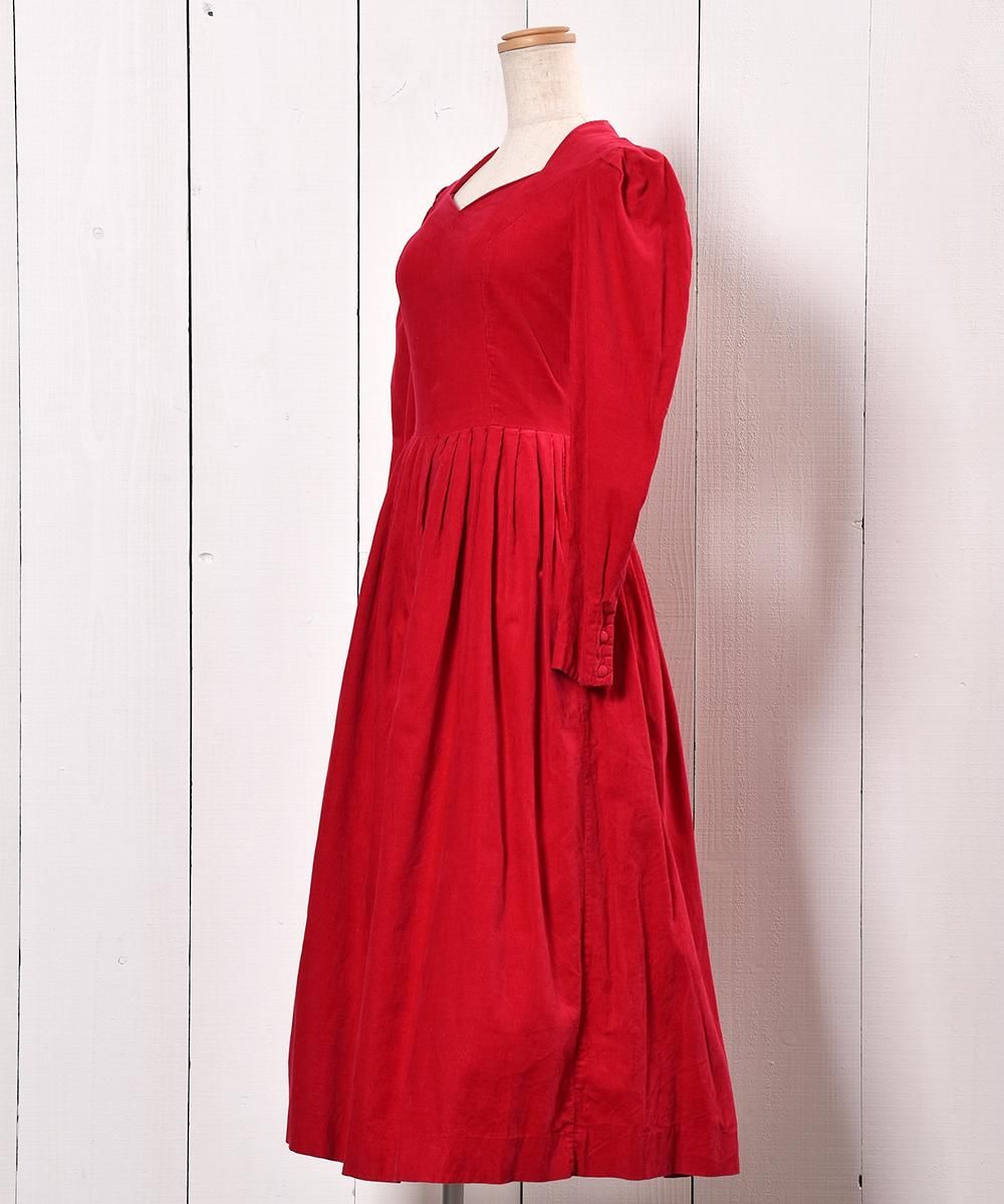 Laura Ashley Corduroy Red One Piece イギリス製 ローラーアシュレイ コーデュロイ ワンピース 古着のネット通販サイト 古着屋グレープフルーツムーン Grapefruitmoon Onlineshop ヴィンテージアイテム レトロファッション
