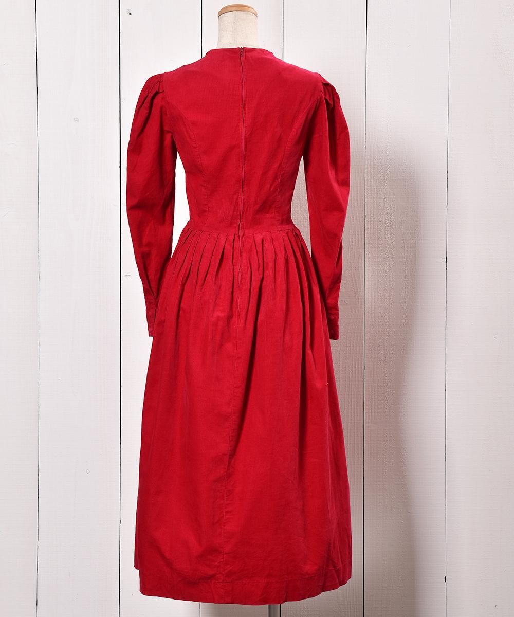 Laura Ashley Corduroy Red One Piece イギリス製 ローラーアシュレイ コーデュロイ ワンピース 古着のネット通販サイト 古着屋グレープフルーツムーン Grapefruitmoon Onlineshop ヴィンテージアイテム レトロファッション
