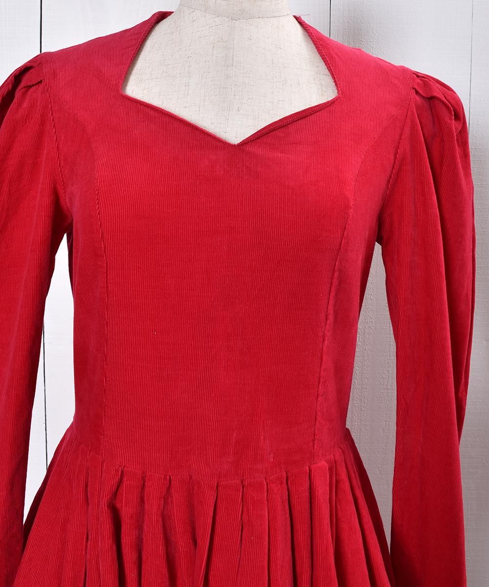 Laura Ashley Corduroy Red One Piece イギリス製 ローラーアシュレイ コーデュロイ ワンピース 古着のネット通販サイト 古着屋グレープフルーツムーン Grapefruitmoon Onlineshop ヴィンテージアイテム レトロファッション