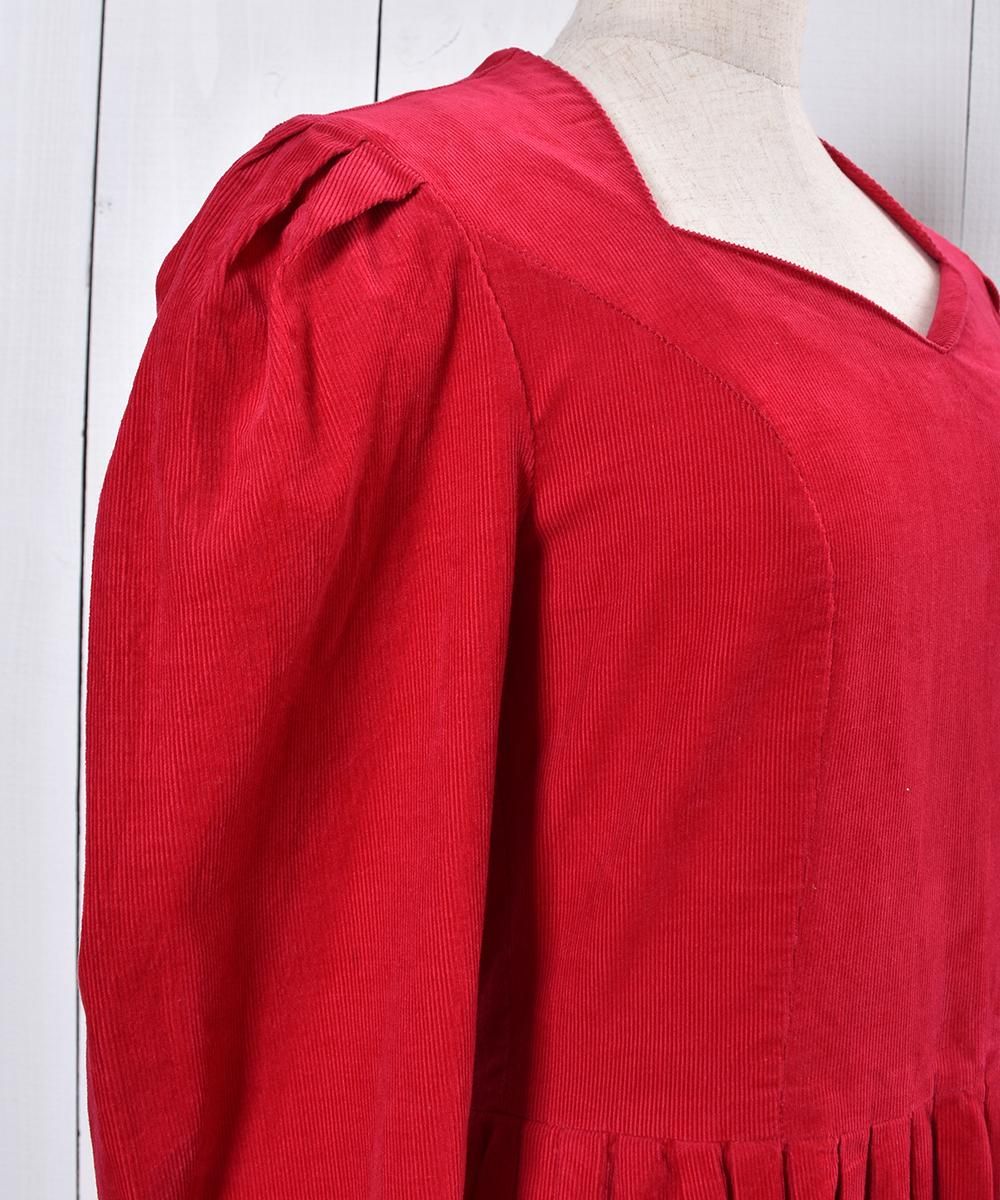 Laura Ashley Corduroy Red One Piece イギリス製 ローラーアシュレイ コーデュロイ ワンピース 古着のネット通販サイト 古着屋グレープフルーツムーン Grapefruitmoon Onlineshop ヴィンテージアイテム レトロファッション