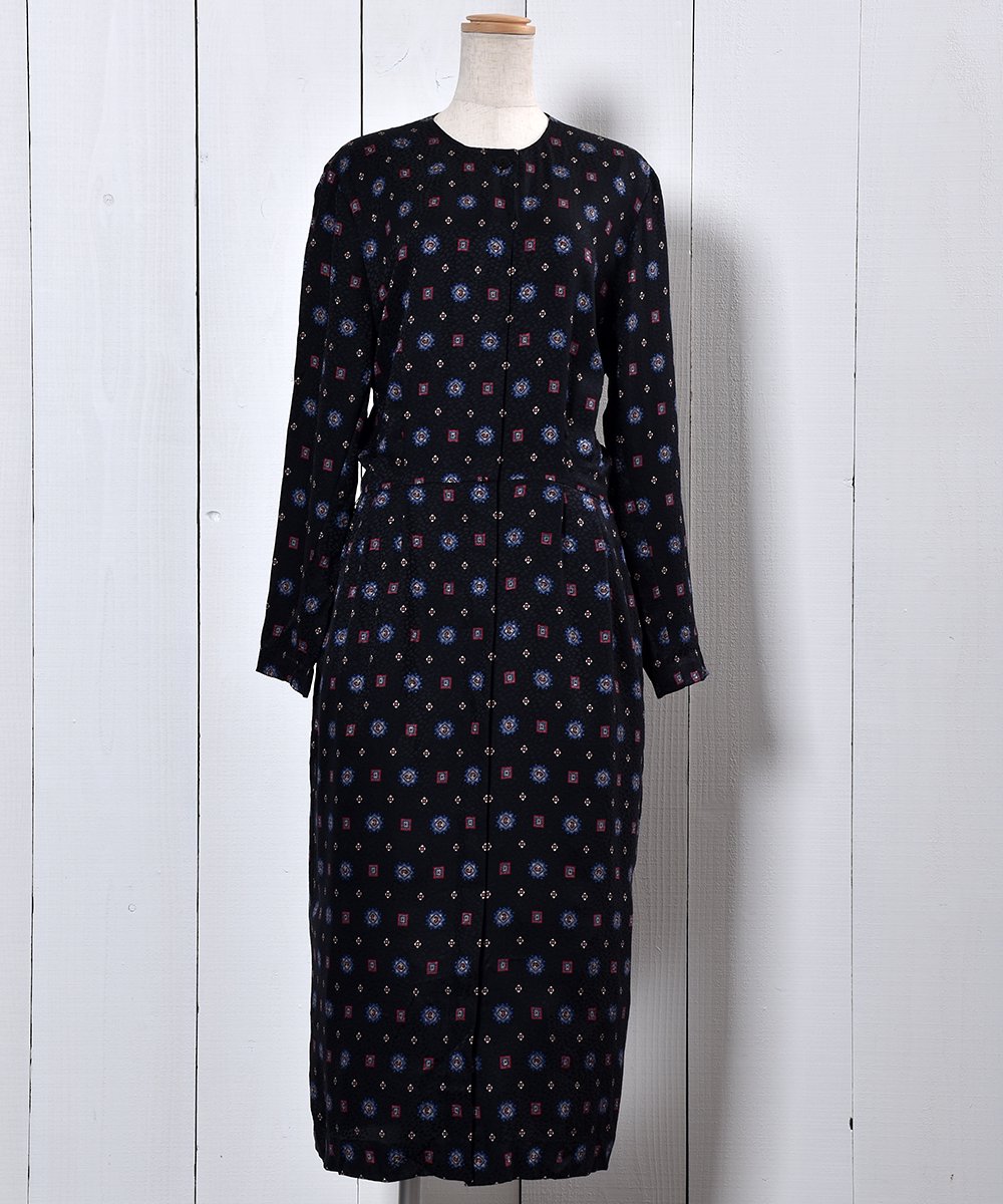  80's Liz Claiborne Fine Pattern Dress | 80ǯ ꥺ 쥤ܡ  륯 ɥ쥹  ͥå  岰졼ץե롼 ࡼ