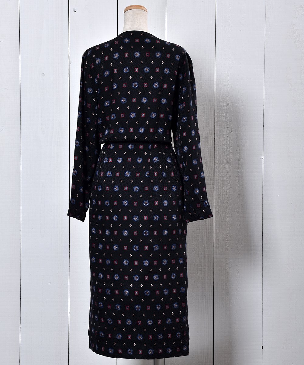 80's Liz Claiborne Fine Pattern Dress | 80ǯ ꥺ 쥤ܡ  륯 ɥ쥹ͥ