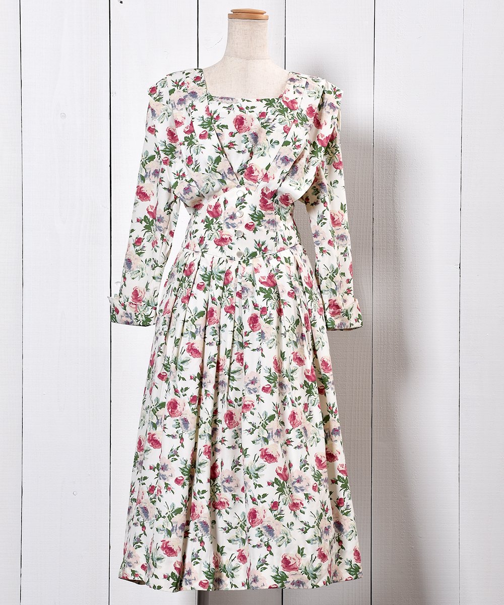 Mede in USA Flower Square Neck One Piece   アメリカ製 花柄