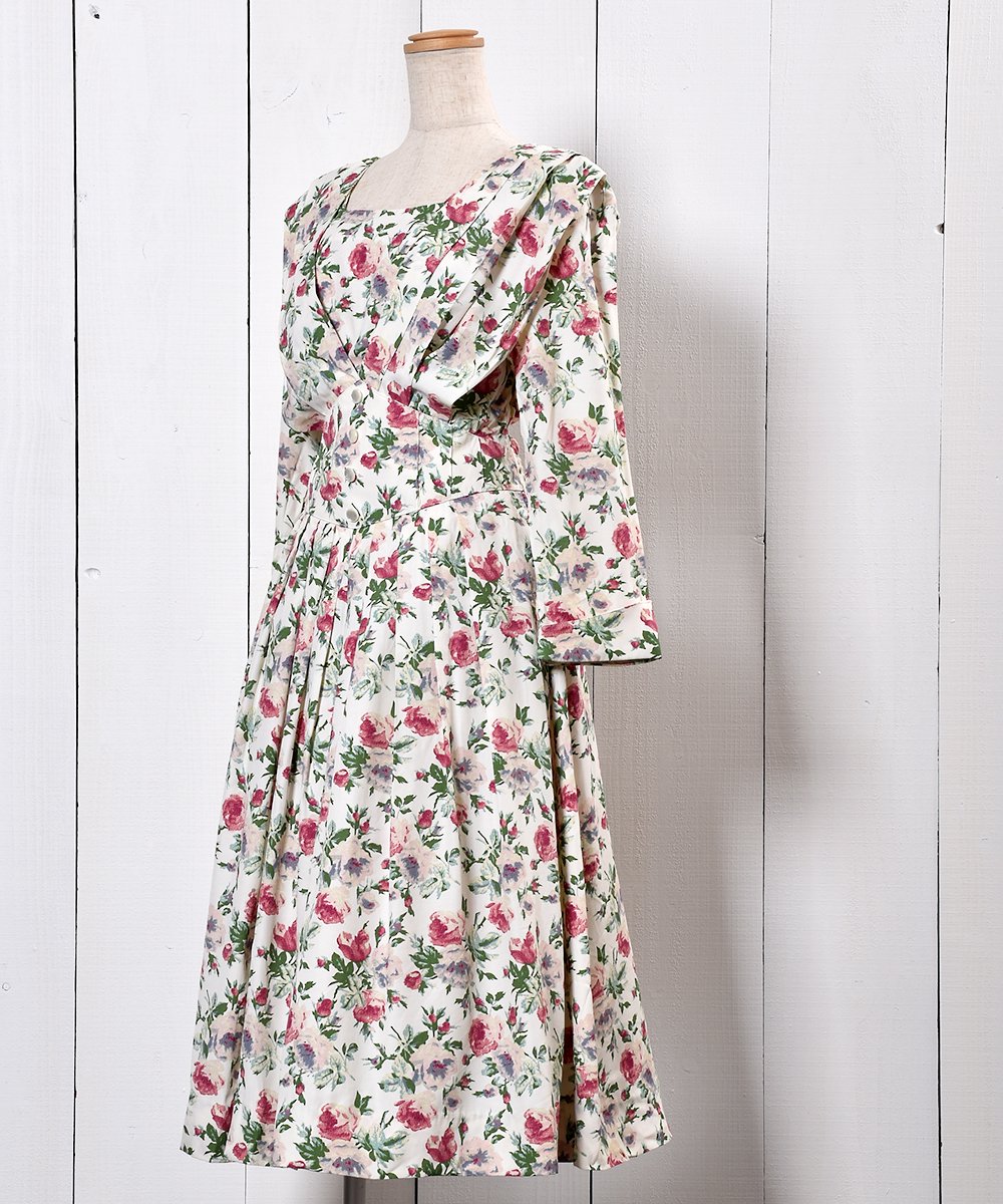 Mede in USA Flower Square Neck One Piece | アメリカ製 花柄