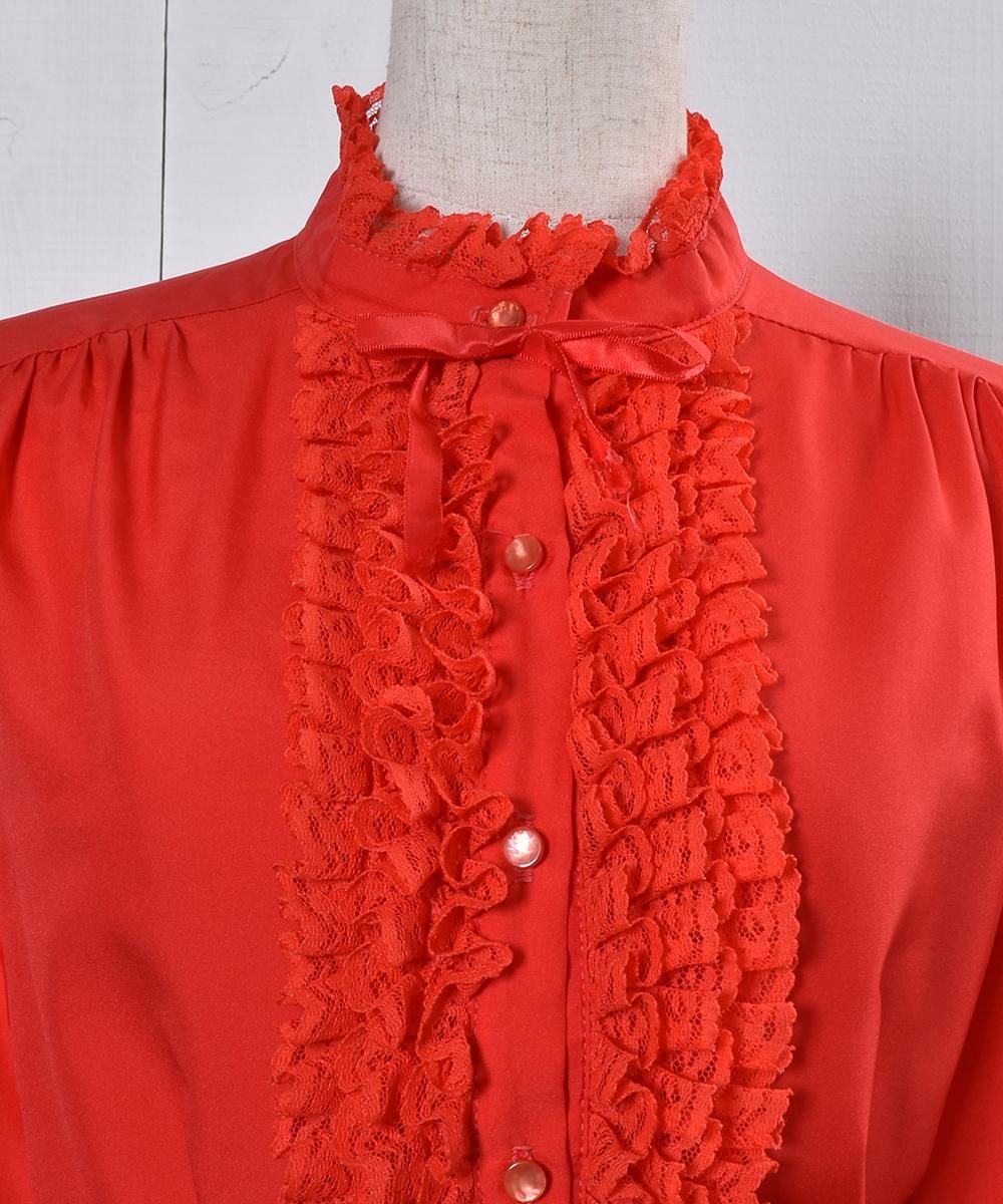 Made in USA Frill Blouse |アメリカ製 フリル ブラウス - 古着 Made in USA Frill Blouse |アメリカ製 フリル ブラウス - 古着