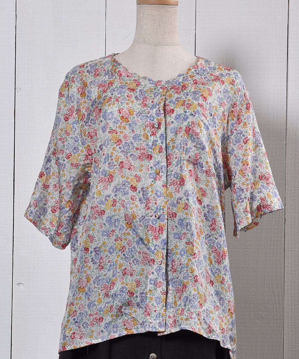Flower Pattern Silk Short Sleeve  Shirtò 륯  Ⱦµ | ۥ磻ȷϥͥ